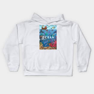 Ocean life colorful illustration Kids Hoodie